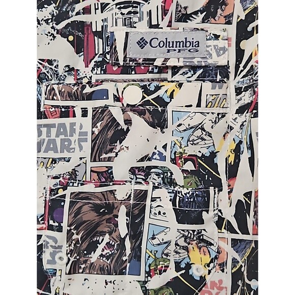 Columbia PFG Star Wars Fishing Shirt Men's White Cantina II Tamiami UPF Size XL - Picture 3 of 7